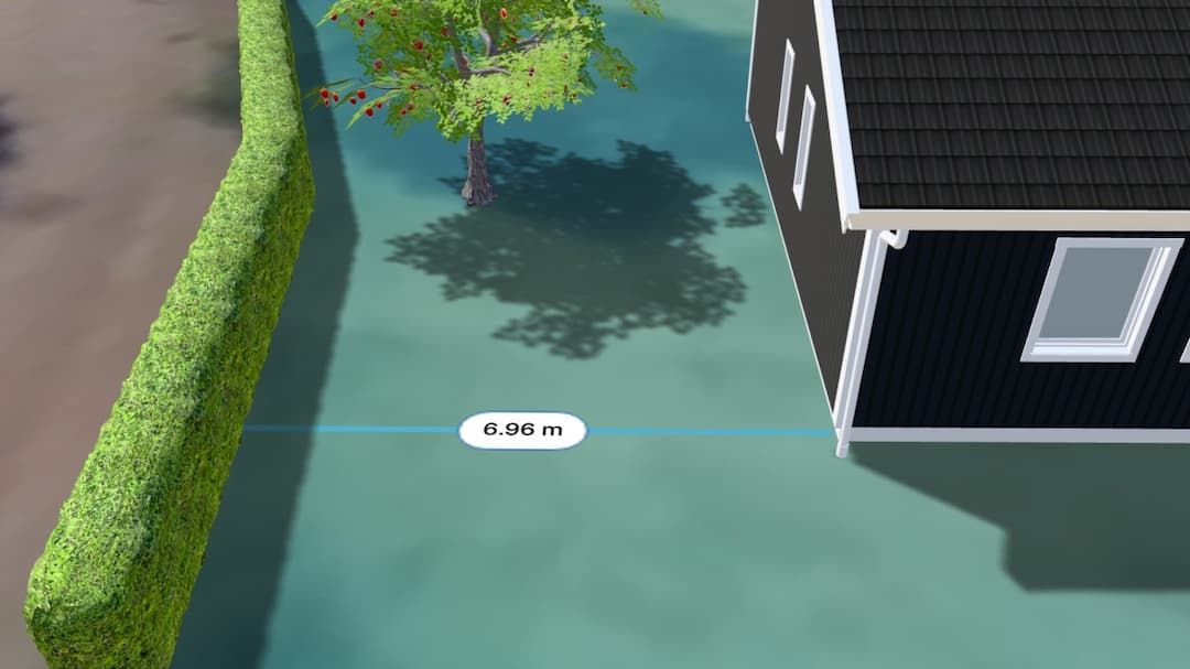 Mätning mellan husmodell och tomtgräns