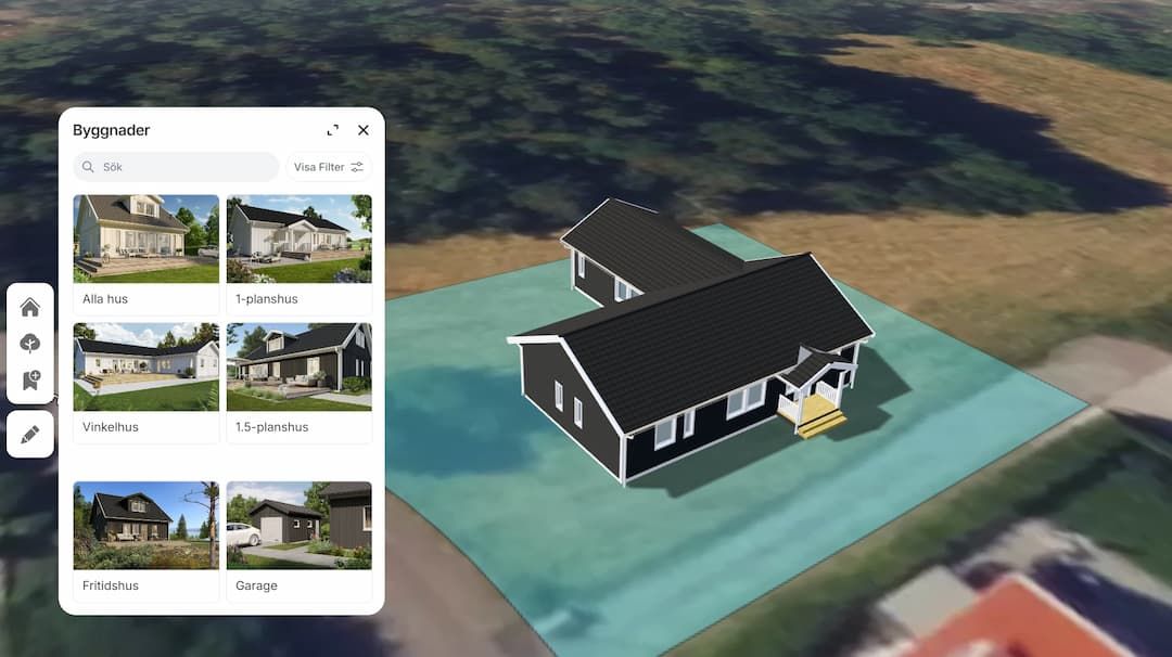 Bild på husmodell i kartverktyget